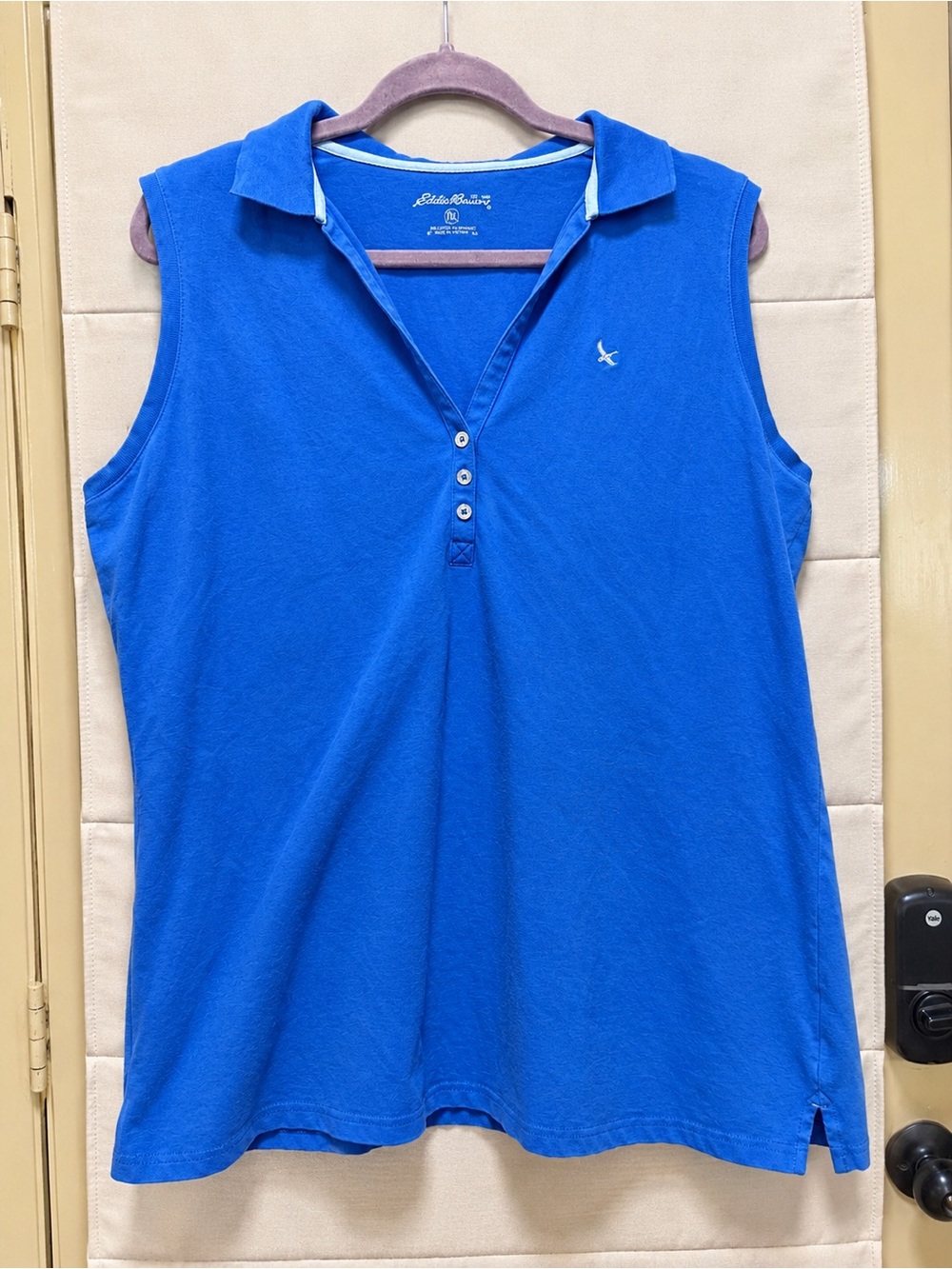 Eddie Bauer Blue Sleeveless Polo Shirt XXL Plus Size Cotton Blend Stretch